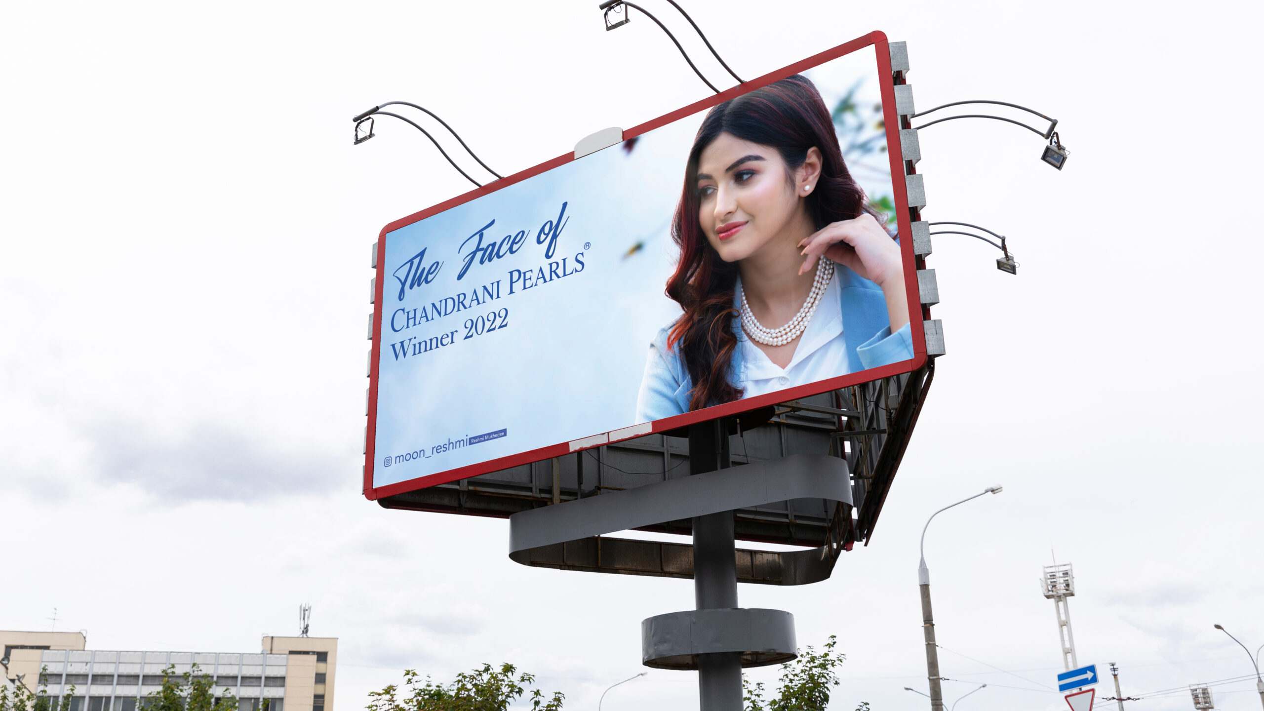 Face of Chandrani Pearls hoarding banner