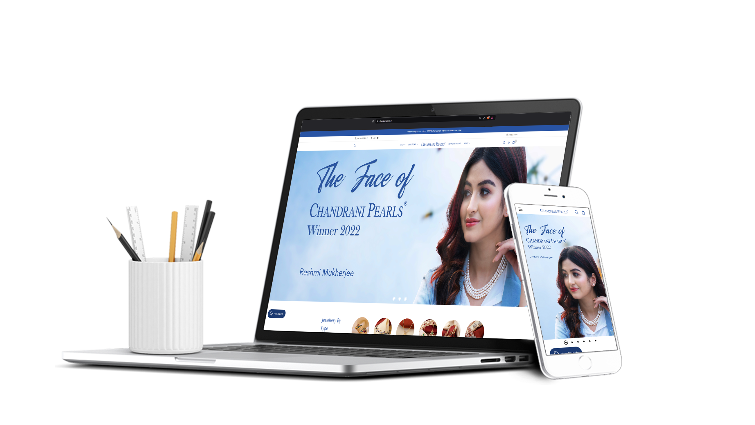 Face of Chandrani Pearls website banner
